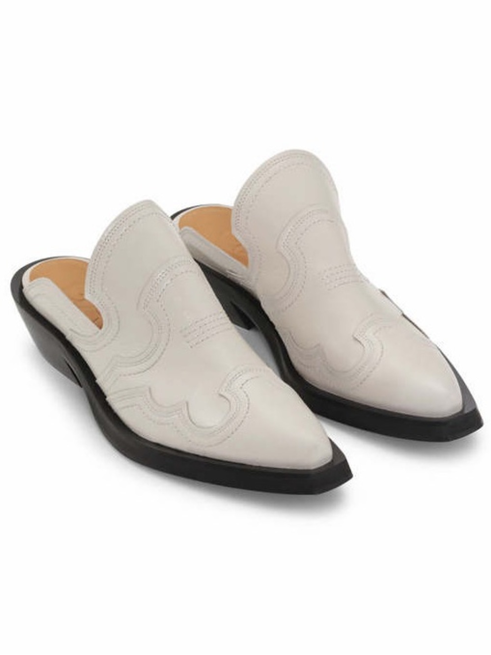 Ganni Embroidered Western Mules